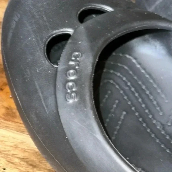 Crocs Women’s Black Slip On Flats Shoes w/Backstrap Size USA 11 - Picture 4 of 7